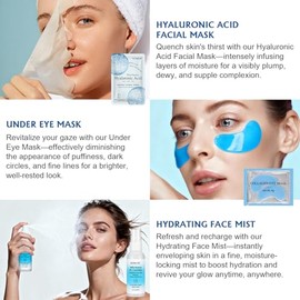 Paquete de 15 unidades de cuidado de la piel con máscaras faciales, parches debajo de los ojos, niebla facial, máscara labial, diadema, cuidado de la 