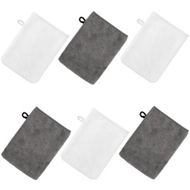 PHOGARY 6 Stück Mikrofaser-Waschhandschuhe, 21x15 cm Waschlappen Weiches Gesichtshandschuh, Badespa-Tuch, Wiederverwendbare Make-up-Entferner-Handschuhe