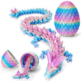 TBOLINE 12" 3D Printed Dragon Egg, Cool 3D Printer Articulated Crystal Dragon Toy for Boys Kid Teen, Animals Fidget Toy Dinosaur Eggs for 5-7 4-6 8-12 Year Old Boys Kid Girls
