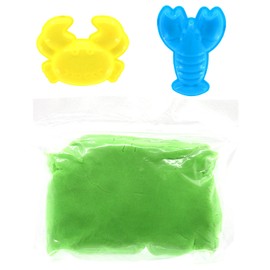SLIMY Sandy Fluff 220 g Green Sand - Original Slime Sand for Children, Magic Play Clay Including Bucket and Two Shapes, Elastic Play Clay (Toy from 3 Years)