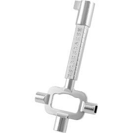 Universal Construction Key, 13.8 x 6.6 cm, Cylinder Size Construction Wrench, Locksmith Tool for Opening Mortise Cylinder Lock and Checking Heating Valves - Silver