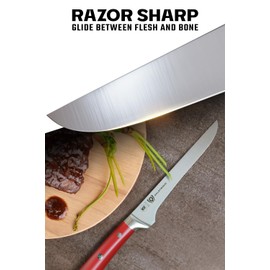 Dalstrong Boning Knife - 6 inch - Gladiator Series - High Carbon German Steel - Crimson Red ABS Handle - Meat Carving, Trimming, Deboning - w/Sheath - NSF Certified