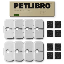 PETLIBRO Cat Water Fountain Filter Replacement, 8 Packs Pet Fountain Filter & Sponges for Dockstream WF106/WF116/WF105/WF115/WF005/WF305, 4 Months Set Easy-Swap PETLIBRO Cat Water Dispenser Filter
