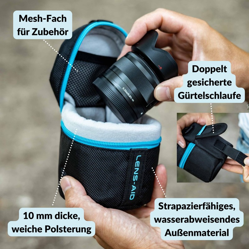 LENS-AID Lens Case L 10 x 19 cm Padded Lens