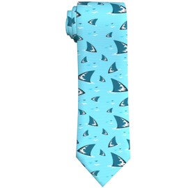 DORKEIXIA Shark Fin Ocean Dangerous Marine Men'S Novelty Tie Necktie Neckties For Mens Wedding Party Work Casual Holiday Party Gifts