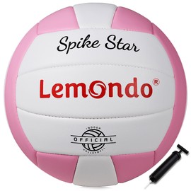 lemondo Volleyball Waterproof Beach Volleyball with Pump Durable PU Volleyball Outdoor Indoor Beach Garden (with Pump)