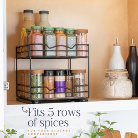 Pull Out Cabinet Organizer for Spices, Cans - Heavy Duty with Lifetime Limited Warranty- Pull Out Spice Rack- Cabinet Pull Out Shelf for Cans,Dishes, Etc, 20-3/8"Wx 10-1/2"D x 2-3/4” H, Black