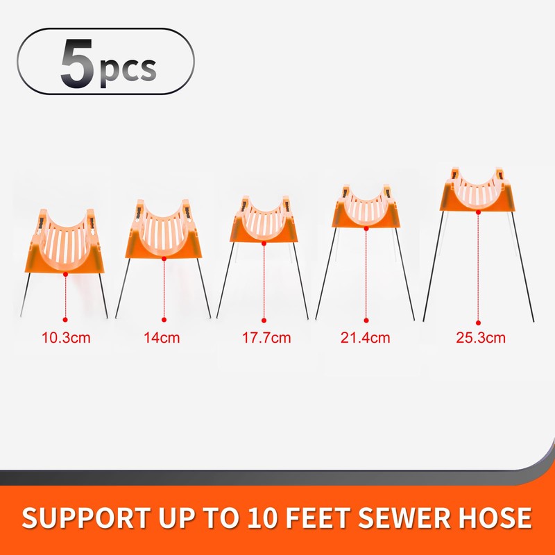 10Ft/15Ft/20Ft RV Sewer Hose Support，Sewer Hose Support Kit,Foldable Metal Support