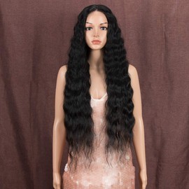 Style Icon Lace Front Wigs 76 cm Long Wavy Synthetic Wigs for Women Deep Medium Part Baby Hair Heat Resistant Fibre Lace Front