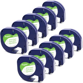 MarkField Compatible Label Tape, Replacement for Dymo Letratag Label Tape, 12 mm x 4 m