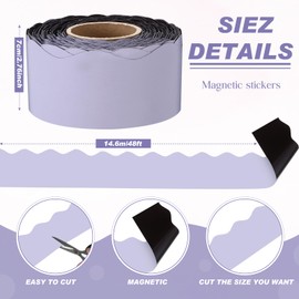 Tenceur 48 Ft x 2.75 Inch Large Magnetic Bulletin Board Borders Bulletin Boarder Trim for Classroom Whiteboard Decorations Scalloped Trim for Office Chalkboard Home Decoration (Lavender)