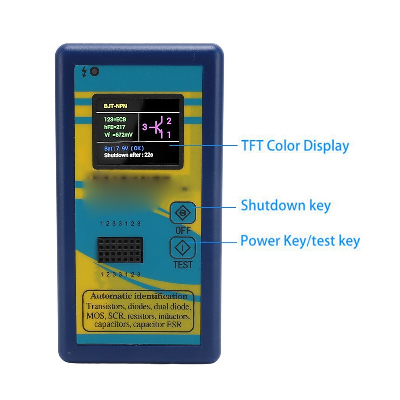 Transistor Tester 1.8 Inch TFT Color Screen NPN PNP Auto