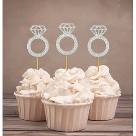 Darling Souvenir, Wedding Engagement Ring Cupcake Toppers, Party Dessert Decorations - Pack Of 20