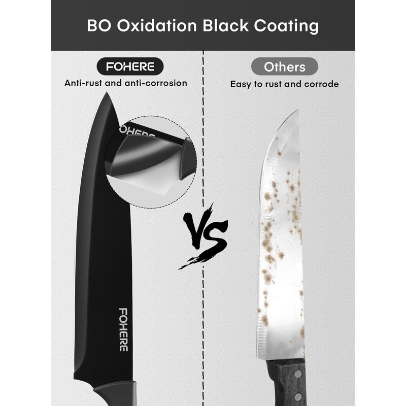 Knife Sets for Kitchen with Block, FOHERE 14 Pcs Kitchen