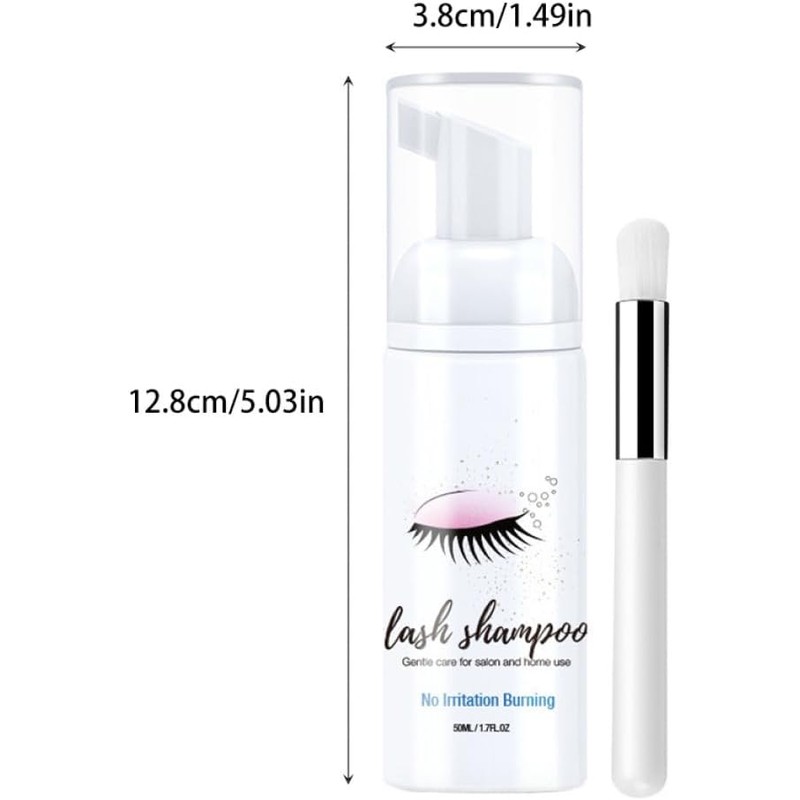 Espuma Limpiadora para Pestañas 50Ml con Cepillo Champú para Extensiones