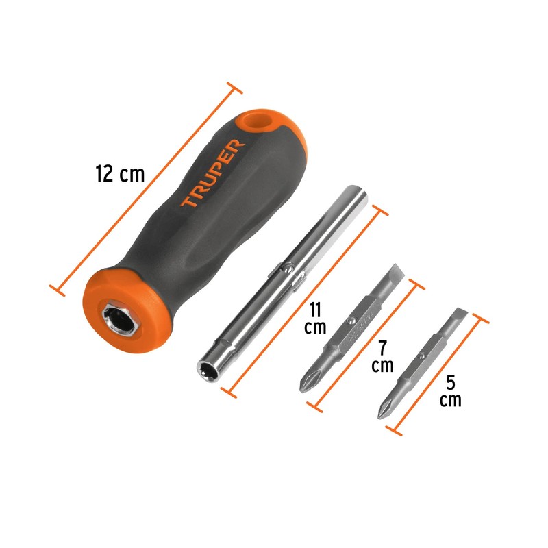 Truper DT-4, Desarmador con 2 puntas dobles y barra con