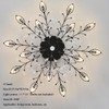 Modern Crystal Ceiling Light Fixture,Semi Flush Mount Chandeliers,Crystal Leaf Ceiling