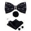 DiBanGu Sequin Bowtie for Men Solid Adjustable Pre-tied Bow Tie