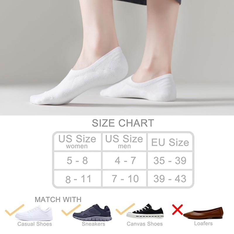 EPEIUS No Show Socks Women Non Slip Low Cut Socks