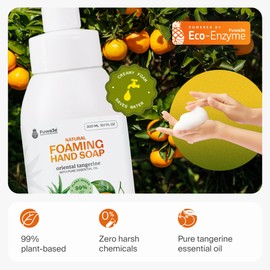 Fuwa3e Pineapple Enzyme Natural Foam Hand Wash Tangerine - 10.1oz 3 Pack - 99% Organic Hand Wash Soap with Fermented Pineapple Peels - Non Toxic Hand Soap Sensitive Skin Safe With Pure Essential Oil