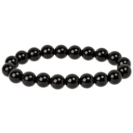 ELEDORO PowerBead Ladies Bracelet, String Gemstone Beads, 10 mm x 17-18 cm, gemstone, Black
