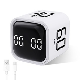 Cuteefun Cube Timer, Drehbarer Pomodoro Timer, 5/10/30/60 Minuten & Countdown Timer, Productivity Timer mit Vibration, Kurzzeitwecker Mit Einstellbarem Ton für Kinder, Küche, Sport, Studium, Schwarz