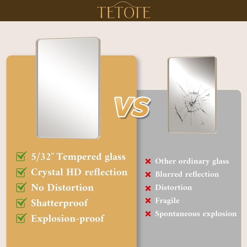 TETOTE Brushed Nickel Bathroom Mirror 20 x 30 Brushed Nickel