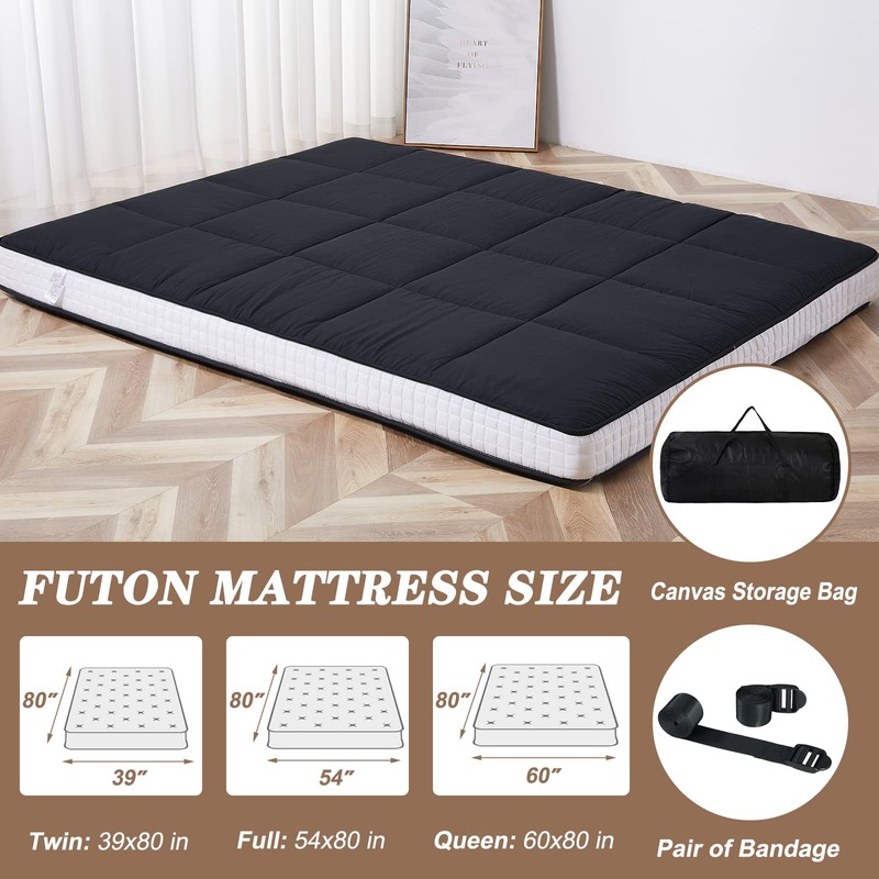 DoCred Japanese Floor Mattress, Queen Size Thick Japanese Futon Mattress