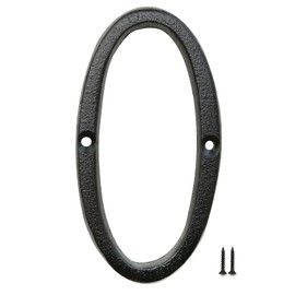 Fitous 5.5 Inch High Cast Iron House Numbe Outsider, Solid Home Address Numbers, Black Metal House Numbers Finished, Shopmall Farmhouse,Garage,Hotel,Office,Maximum Rust Protection (Number 0)