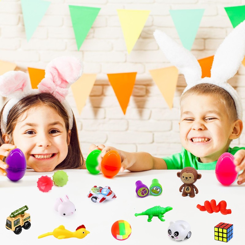 Edmirfun Filled Easter Eggs Fidget Toys, 48PCS PreFilled Easter Eggs
