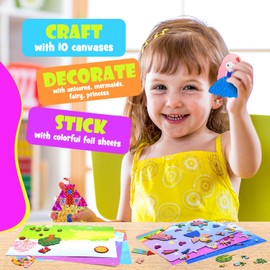 Toyzey Creative Gifts for Girls, Craft Set Children from 3-10 Years Foil Fun Sticker Toy from 3-10 Years Girls Gift for Children Boys Games from 3-10 Years Birthday Gift