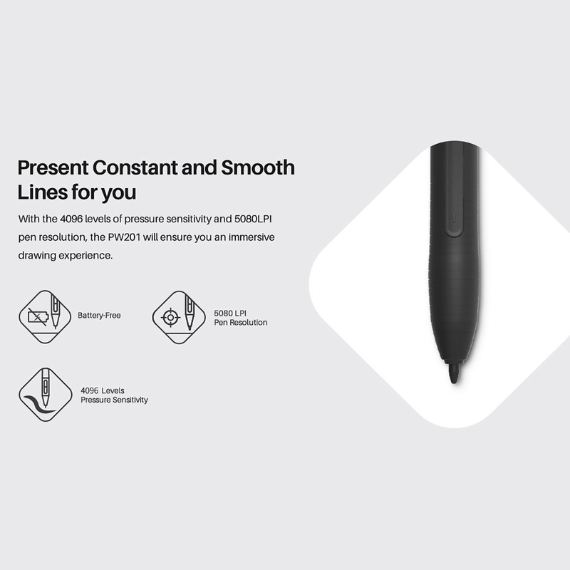 Huion PW201 Digital Pen Battery-free Digital Pen with 2 Programmable