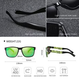 ADEWU Polarised Sunglasses Men Women Rectangular Outdoor Sports Glasses Classic Style UV400, Green mirrored