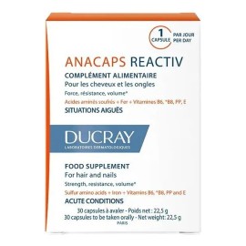 Ducray Anacaps Activ+ Suplemento Anticaída Cabello 30 Caps Sin Sabor