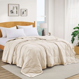 Peace Nest Soft Down Oversized Blanket with Satin Trim for Bed 100% - King - Ivory