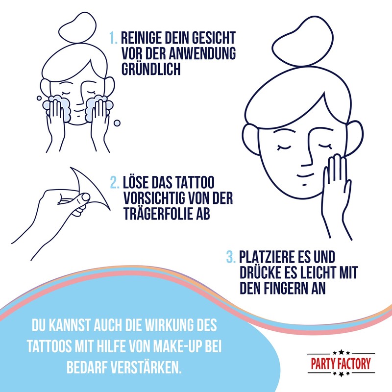 Party Factory Face Tattoo, Unicorn, Temporary Glitter Face Tattoo for
