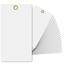 Harrier Hardware Iconikal 40-Count Vinyl Label Tags 3x5.5-Inch Waterproof White with Brass Grommet Durable Outdoor Equipment Inventory Asset Tracking Blank Tags
