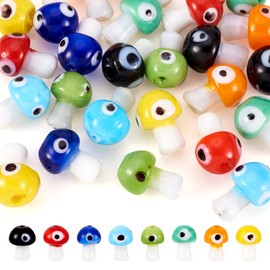 32 Pcs Mushroom Lampwork Beads Cute Mushroom Earring Charms Glass Beads for DIY Easter Crafts Earrings Necklaces Bracelets Jewelry Making