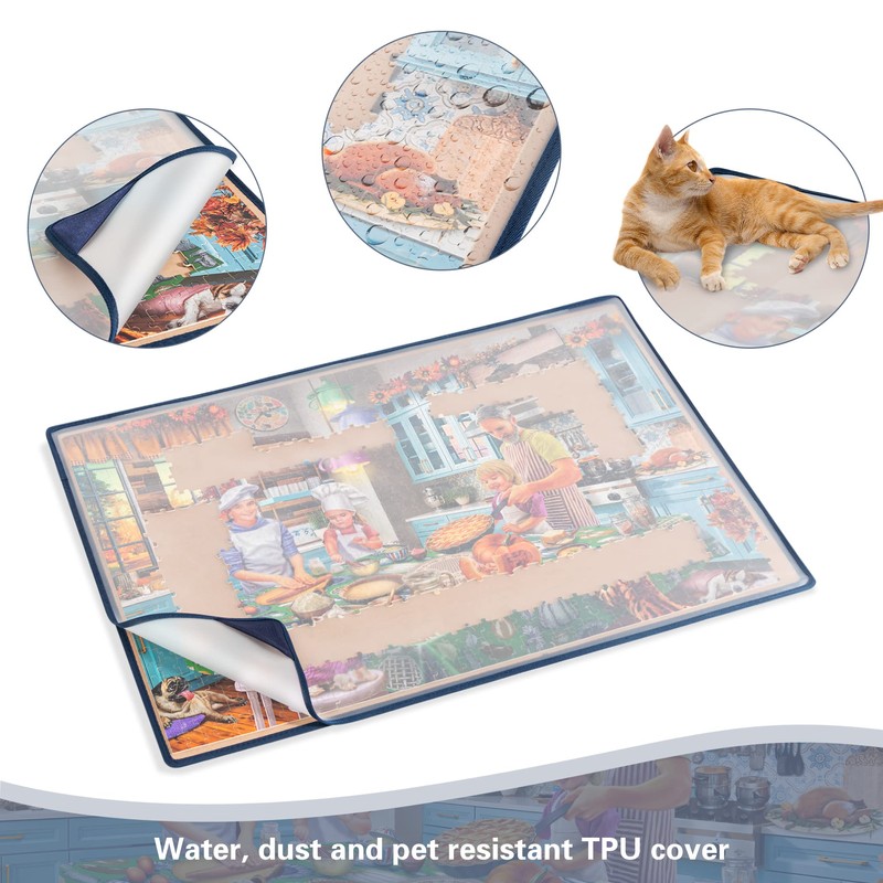 Tektalk Jigsaw Puzzle Board Portable Puzzle Mat with Puzzle Dustproof