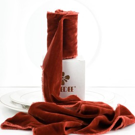 MEEDEE Rust Velvet Ribbon - 3 Inch Fringe, Raw Edge, Silk Velvet for Wreaths, Flower Bouquet, Dress Sash, Baby Shower, Wedding Decor (3 Yards)