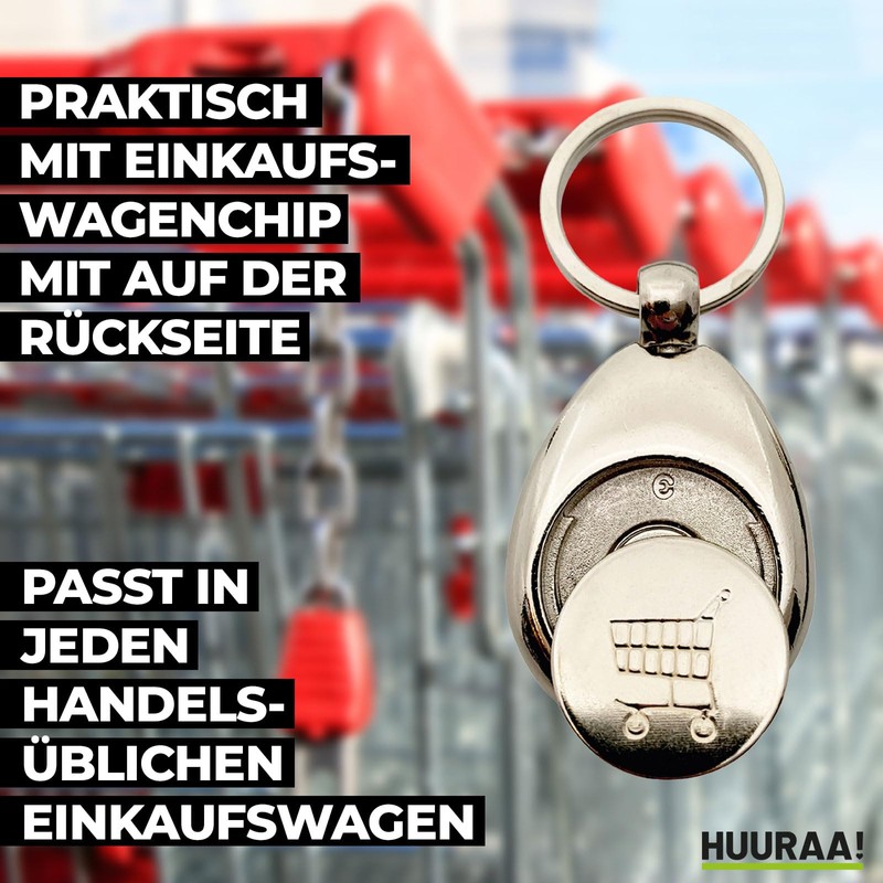 Huuraa Schlüsselanhänger Kompass Bussole Geschenk Metall Einkaufswagenchip Kompass Geschenkidee