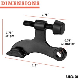 Door Stopper Hinge, Black 6 Pack - Heavy Duty Adjustable Hinge Pin Door Stop Hardware with Rubber Bumper Tips