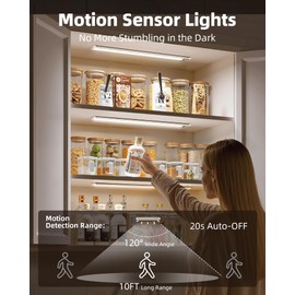 EZVALO Under Cabinet Lights,14.5'' Motion Sensor Light Indoor Dimmable, Super Bright 4000mAh Rechargeable Closet Lights 5700K with Remote Control, Wireless Under Counter Light for Kitchen,Cabinet