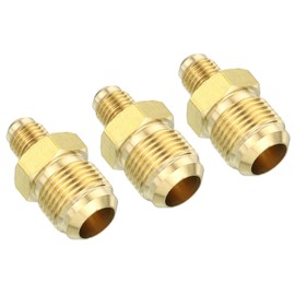 PATIKIL 1/4"Male x 1/2" Male Brass Flare Union Connector, 2 Pcs Gas Adapter Brass Tube Coupler Pipe Fitting for Hose Fitting