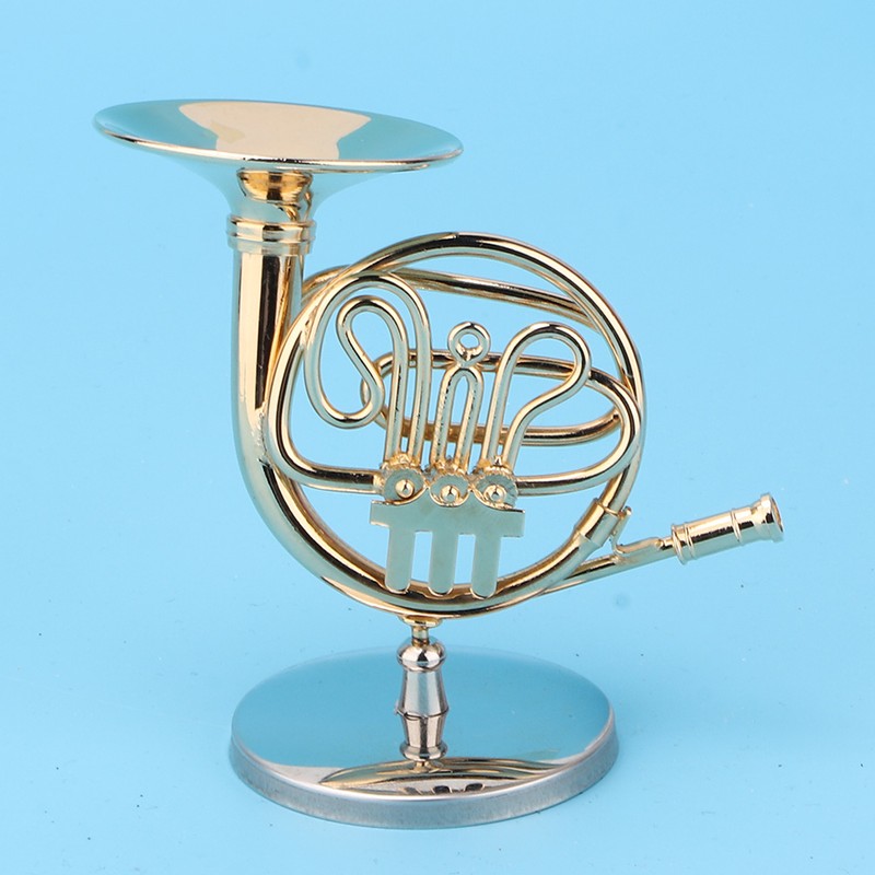 Miniature French Horn Delicated Golden Mini Instrument Ornament Decoration for