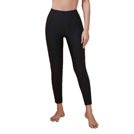 Lovache Womens Swimming Long Pants Surfing Snorkeling Tight Swim Leggings Sun Protective Black