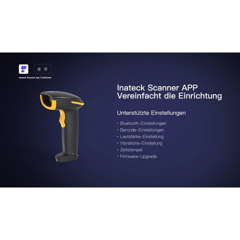 Inateck Wireless Barcode Scanner with APP/SDK Bluetooth 1D USB Barcode