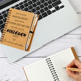 Sinmoe Thank You Gifts for Colleagues Employees Gifts Motivational Inspirational Mini Notebook with Wooden Ballpoint Pen Spiral Lined Notepad Ballpoint Pen (Right Poop)