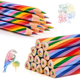 Ailvor Rainbow Colouring Pencils, Pack of 24 Children's Colouring Pencils, Triangular Colouring Pencils Set for Children, Drawing Pencil, School, Office, Household Goods
