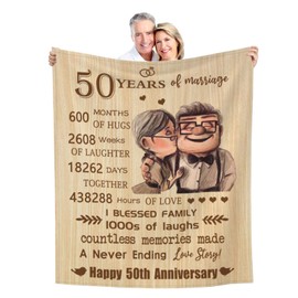 50th Anniversary Blanket Gifts 50"x40" - Gift for 50th Wedding Anniversary - Golden 50 Years of Marriage Gifts for Dad, Mom, Grandpa, Grandma, Grandparents - 50th for Husband Wife